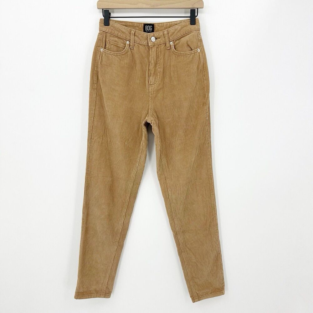 BDG Urban Outfitters Womens High Rise Mom Corduroy‎ Pants 25 Tan Vtg-Inspired